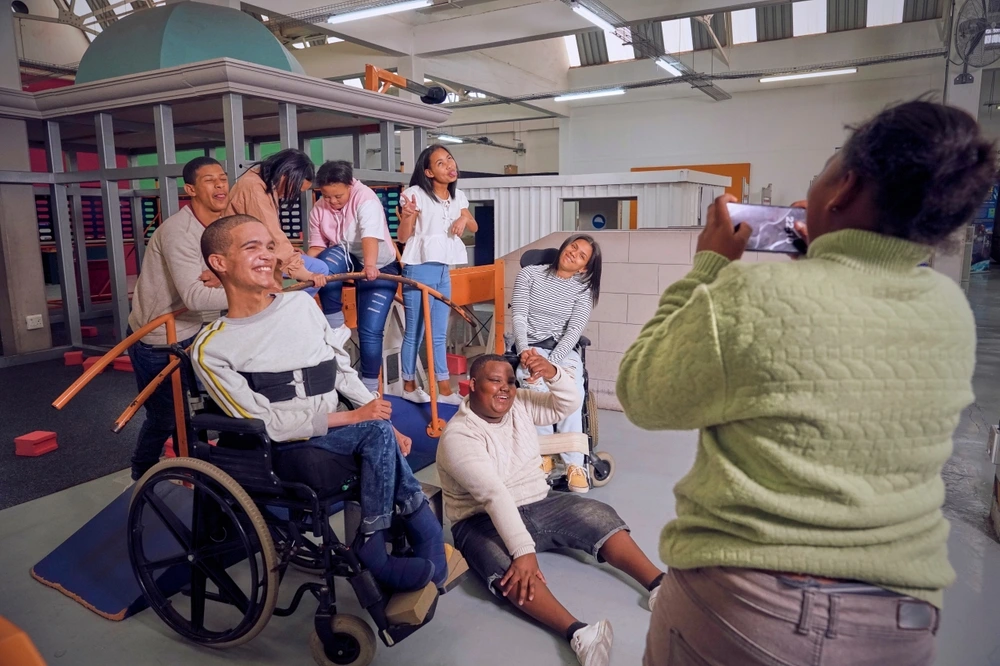 Group of friends with different disabilities